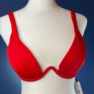 Shade & Shore bikini top, red, underwire, adjustable straps, lined,